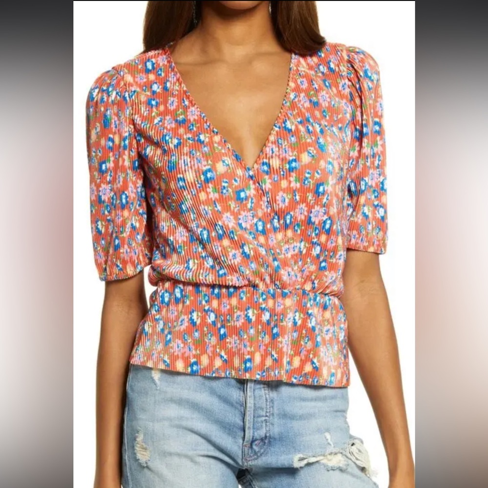 Wayf orange peplum top
